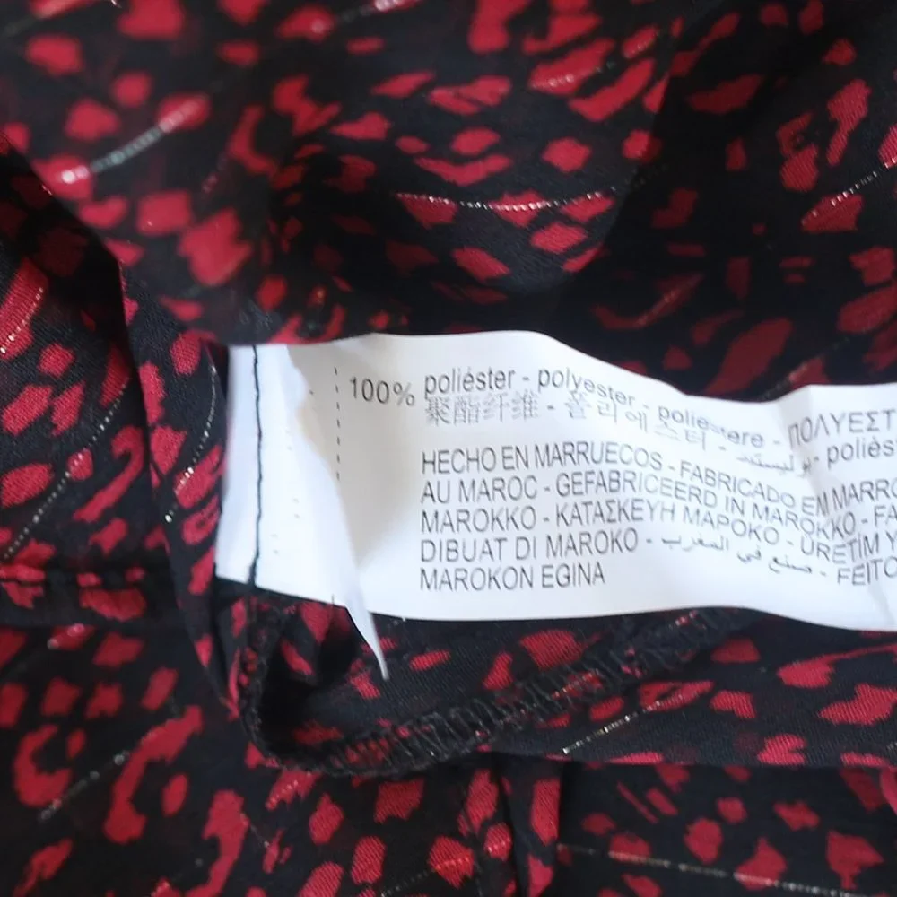 NWT Ruffled Animal Print Red Blouse. - Picture 6 of 6